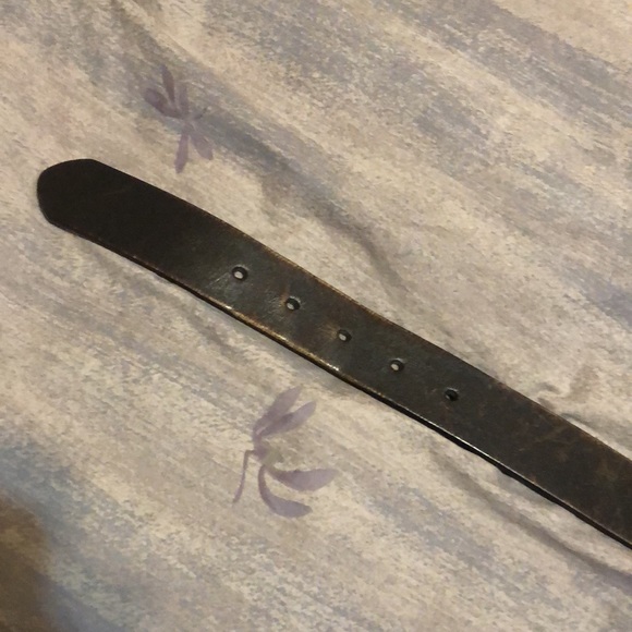 Men chocolate brown leather GAP belt, 36. Brushed nickel buckle. Some scratches. - Picture 4 of 9